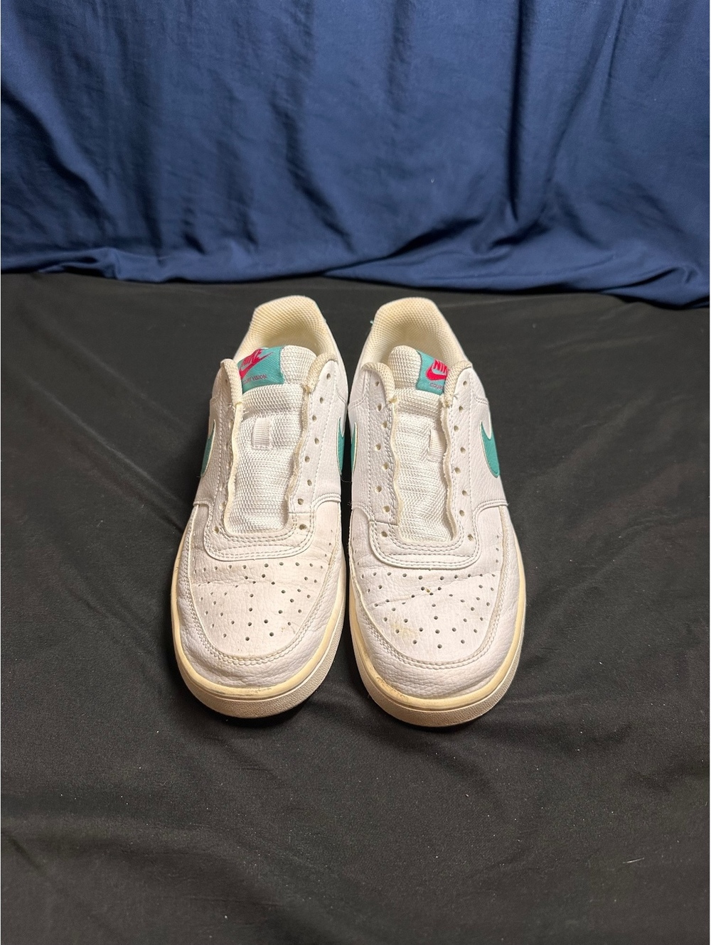 Nike Low-Top White and Teal Sneakers
